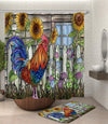 Sunflowers And Rooster Painting Shower Curtain