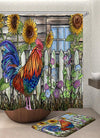 Sunflowers And Rooster Painting Shower Curtain